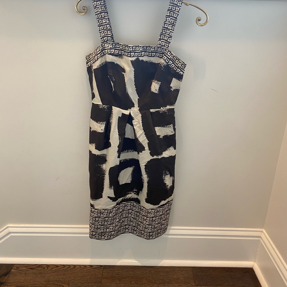 Banana Republic Brown and Cream Patterned Midi Dress